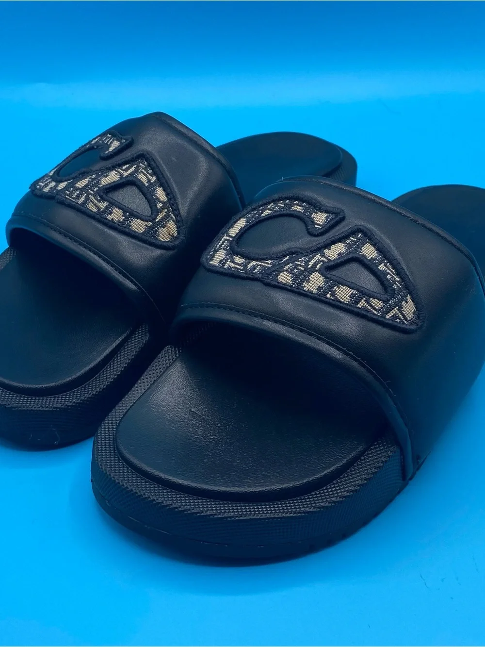 Dior Black Monogram Slide Sandals Dior Logo Buckle Slide Sandals Black White Rubber Men main image 2